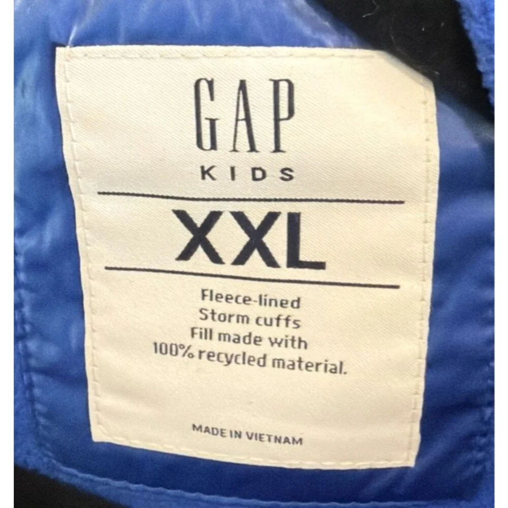 Gap Kids Hooded Puffer Jacket Shiny Blue Fleece Lined XXL